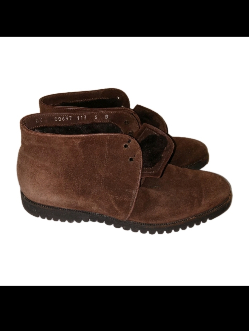 Vintage Salvatore Ferragamo Brown Suede Fur Lined Chukka Boots 6B - Picture 4 of 10